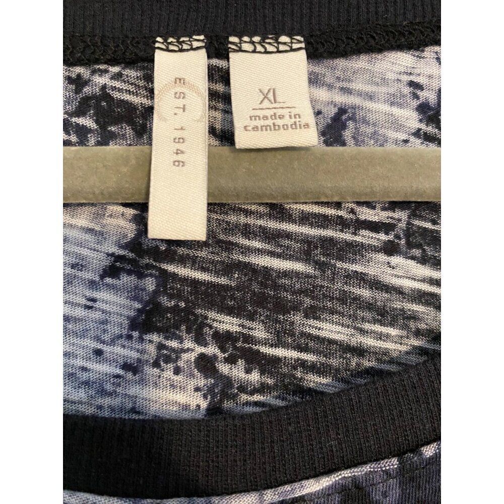 Est. 1946 Tie-Dye Womens Top With Ruffled Sleeves XL Black & Blue Long Line - Picture 3 of 9
